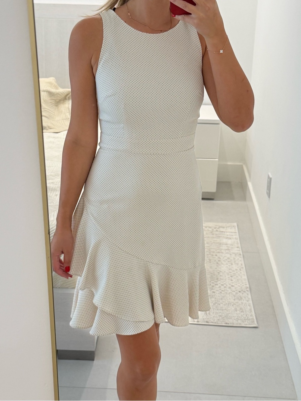 Michael Kors Cream Sleeveless Ruffle-Hem Midi Dress